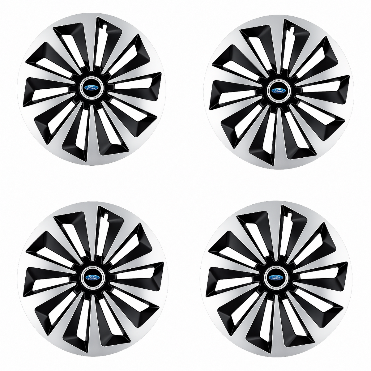 Set 4 capace roti Fox Gri-Negru R15 Compatibil Cu Ford