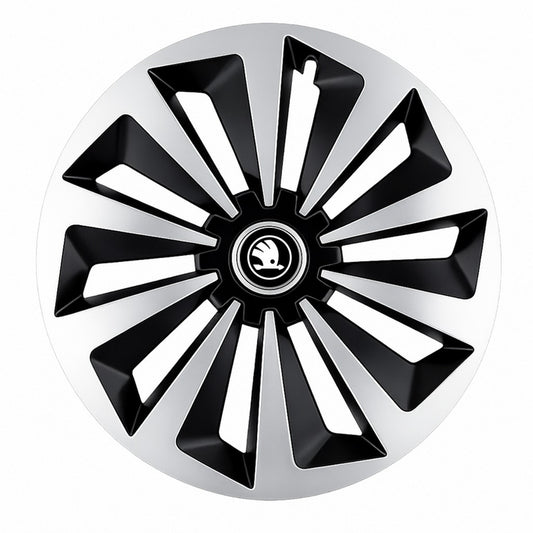 Set 4 capace roti Fox Gri-Negru R15 Compatibil Cu Skoda Nou