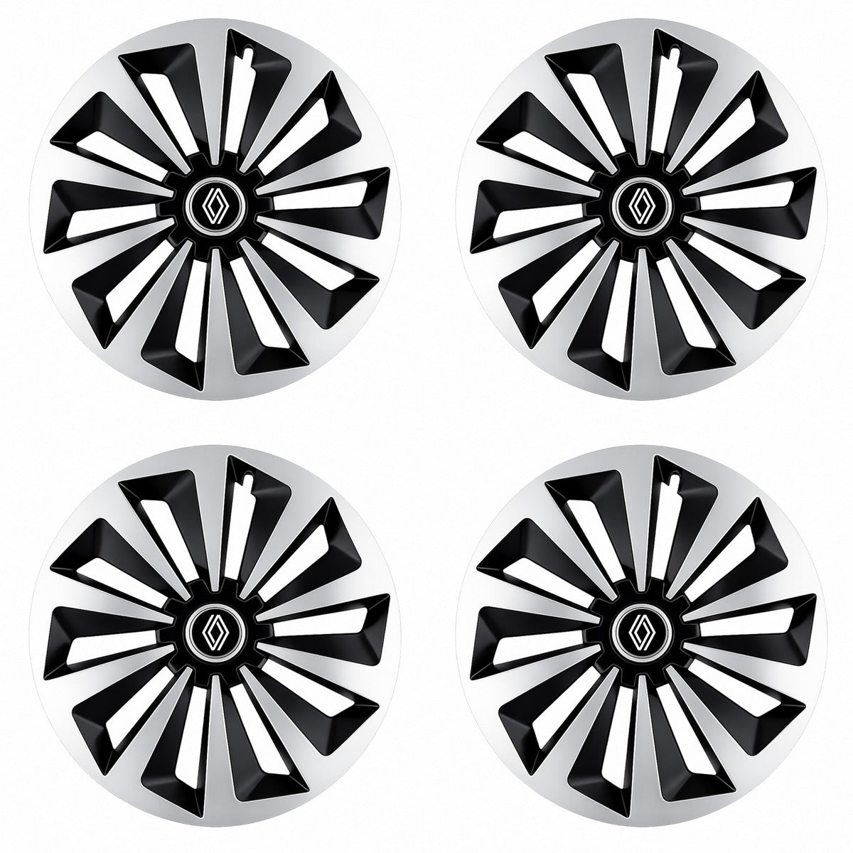 Set 4 capace roti Fox Gri-Negru R15 Compatibil Cu Renault Nou