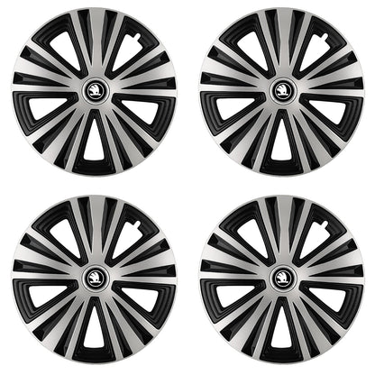 Set 4 capace roti Glory Gri-Negru R14, Compatibil Cu Skoda Nou