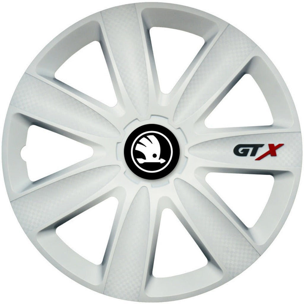 Set 4 Capace Roti GTX Alb R14, Compatibil Cu Skoda Nou