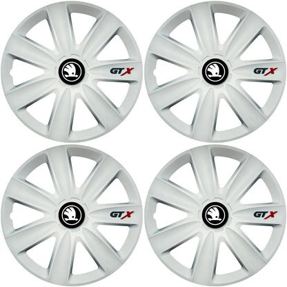 Set 4 Capace Roti GTX Alb R14, Compatibil Cu Skoda Nou