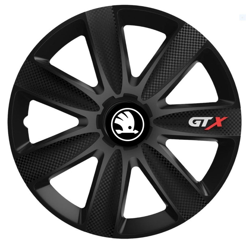 Set 4 Capace Roti GTX Negru Carbon R17, Pentru Skoda Nou