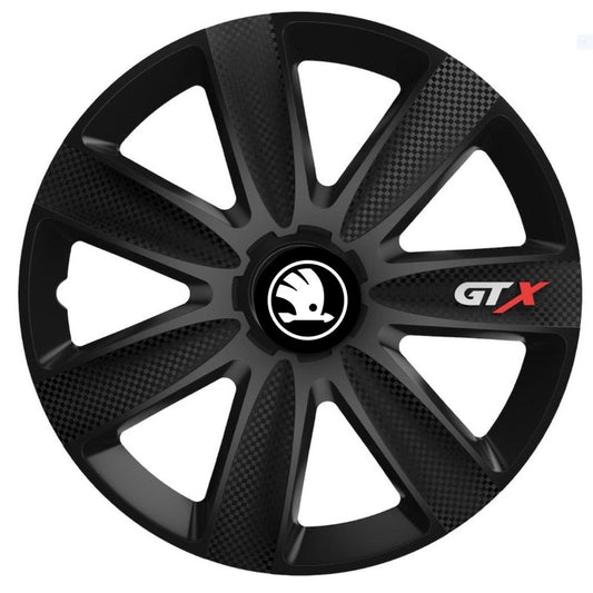 Set 4 Capace Roti GTX Negru Carbon R17, Pentru Skoda Nou