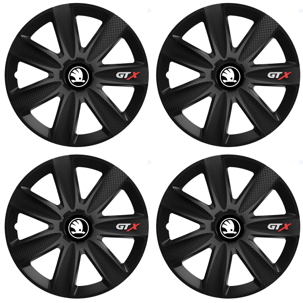 Set 4 Capace Roti GTX Negru Carbon R17, Pentru Skoda Nou