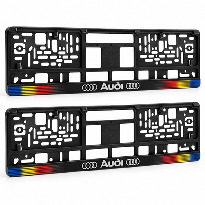 Set 2 bucati, suport numar inmatriculare personalizat Audi, HLX-1