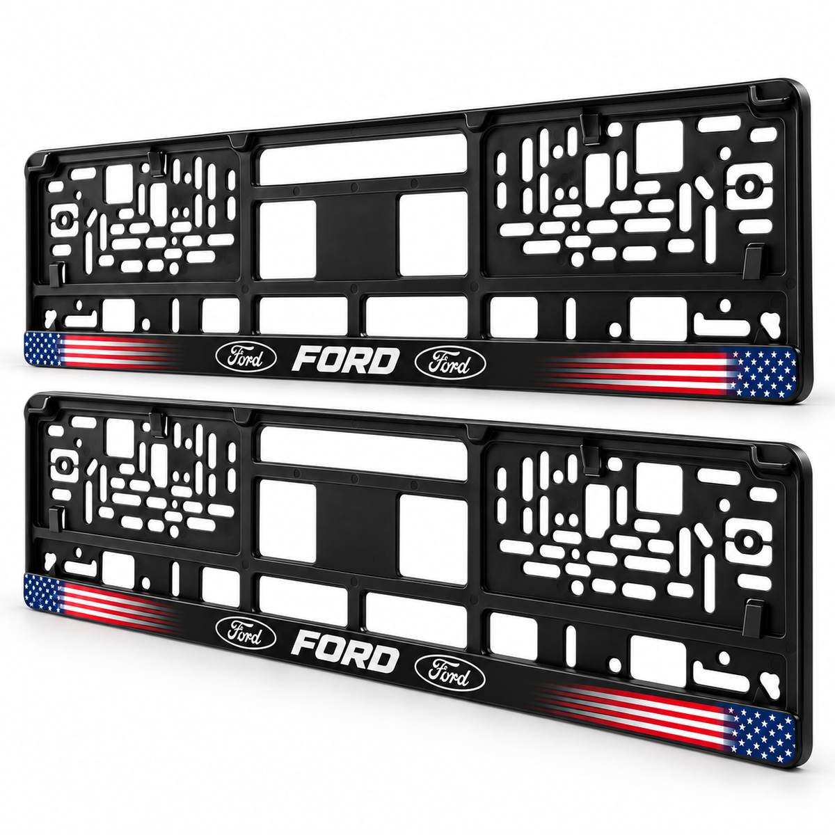 Set 2 bucati, suport numar inmatriculare personalizat Ford, HLX-1