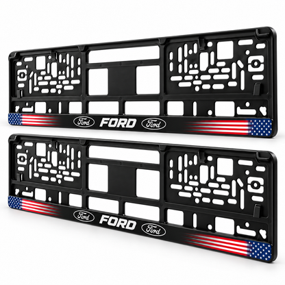 Set 2 bucati, suport numar inmatriculare personalizat Ford, HLX-1