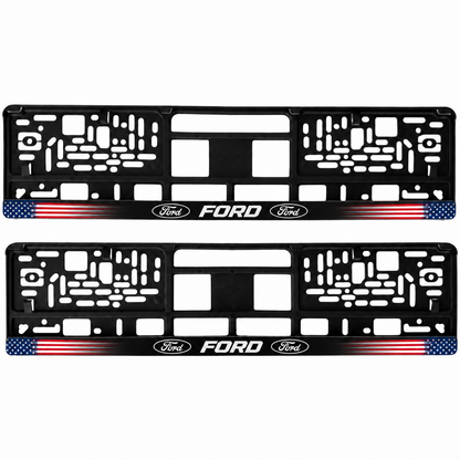 Set 2 bucati, suport numar inmatriculare personalizat Ford, HLX-1