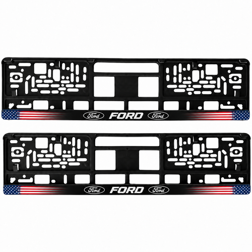 Set 2 bucati, suport numar inmatriculare personalizat Ford, HLX-1