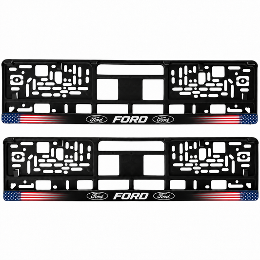 Set 2 bucati, suport numar inmatriculare personalizat Ford, HLX-1