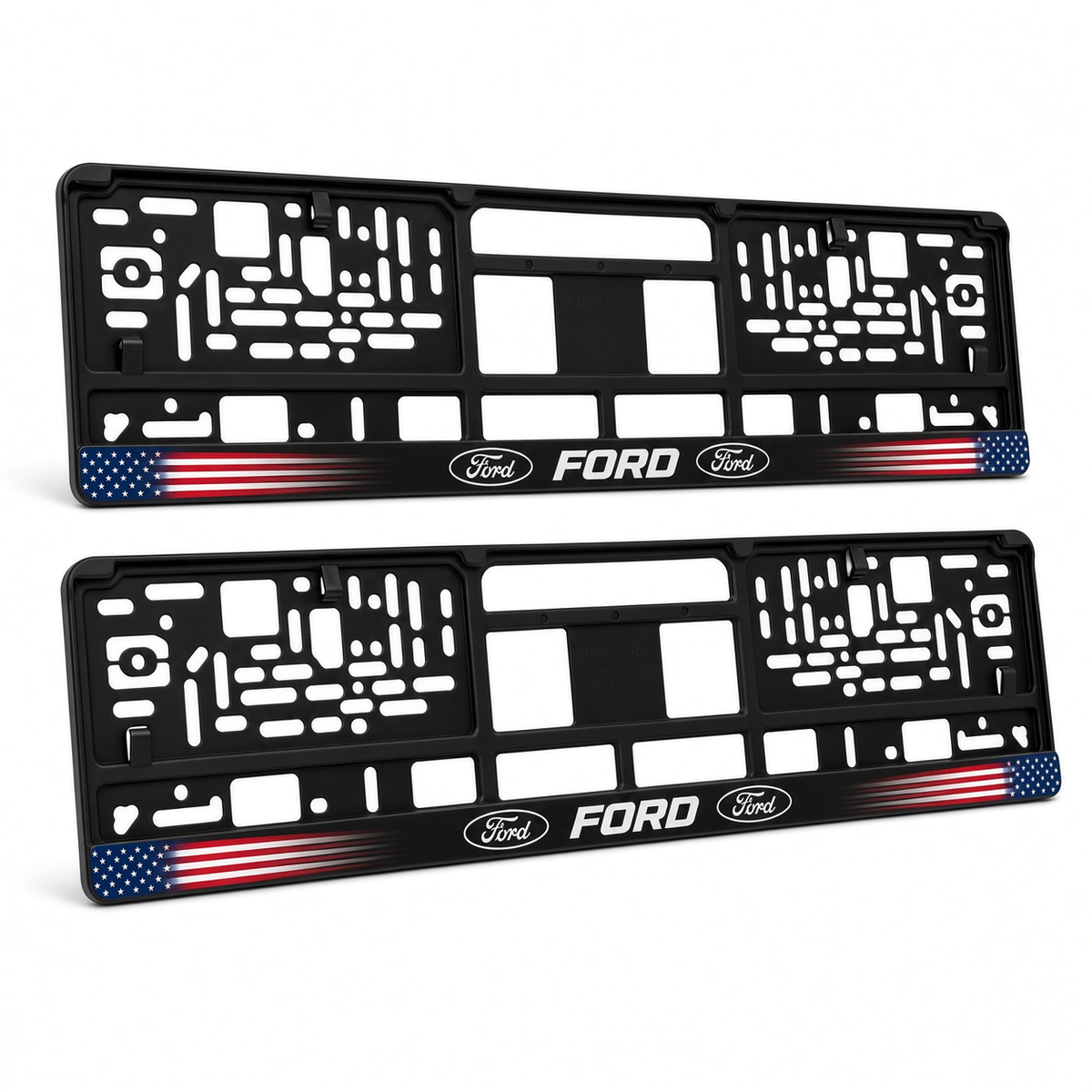 Set 2 bucati, suport numar inmatriculare personalizat Ford, HLX-1
