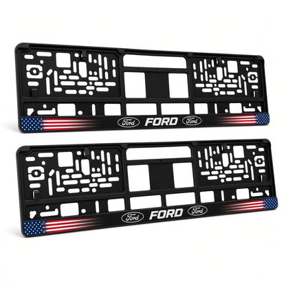 Set 2 bucati, suport numar inmatriculare personalizat Ford, HLX-1