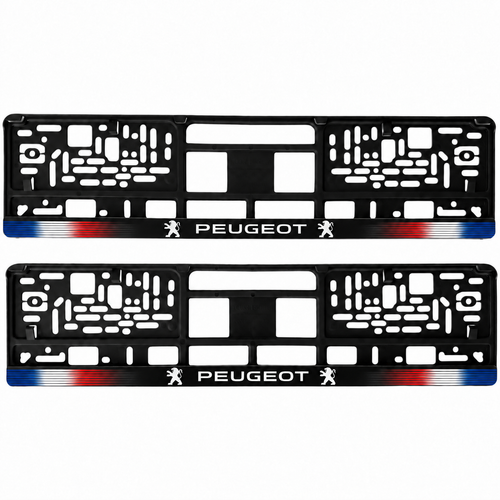 Set 2 bucati, suport numar inmatriculare personalizat Peugeot, HLX-1