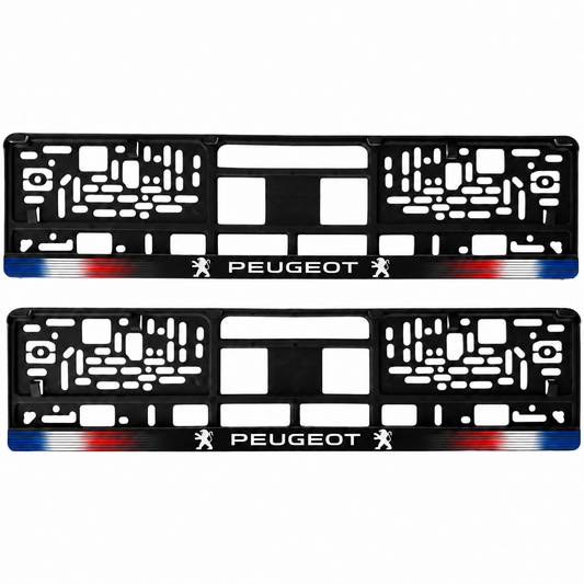 Set 2 bucati, suport numar inmatriculare personalizat Peugeot, HLX-1