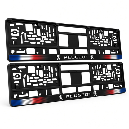 Set 2 bucati, suport numar inmatriculare personalizat Peugeot, HLX-1