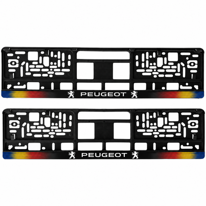 Set 2 bucati, suport numar inmatriculare personalizat Peugeot, HLX-1