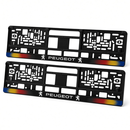 Set 2 bucati, suport numar inmatriculare personalizat Peugeot, HLX-1