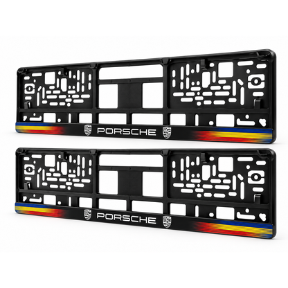 Set 2 bucati, suport numar inmatriculare personalizat Porsche, HLX-1