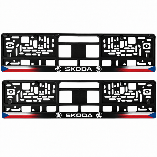 Set 2 bucati, suport numar inmatriculare personalizat Skoda, HLX-1