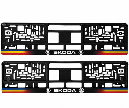 Set 2 bucati, suport numar inmatriculare personalizat Skoda, HLX-1