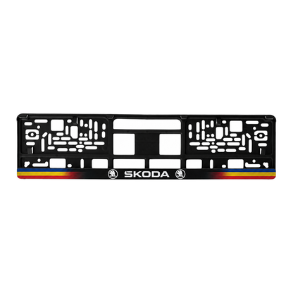 Set 2 bucati, suport numar inmatriculare personalizat Skoda, HLX-1
