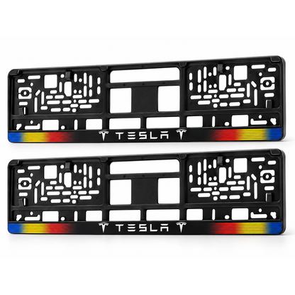 Set 2 bucati, suport numar inmatriculare personalizat Tesla, HLX-1