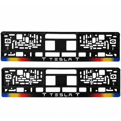 Set 2 bucati, suport numar inmatriculare personalizat Tesla, HLX-1