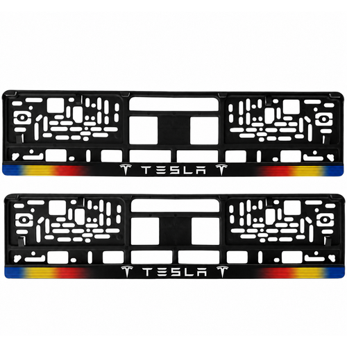 Set 2 bucati, suport numar inmatriculare personalizat Tesla, HLX-1