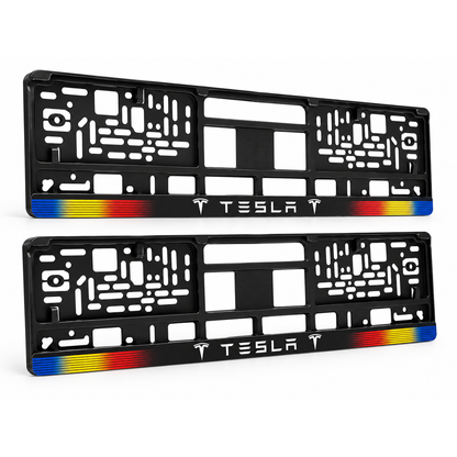 Set 2 bucati, suport numar inmatriculare personalizat Tesla, HLX-1