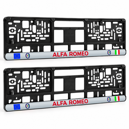Set 2 bucati, suport numar inmatriculare personalizat Alfa Romeo, HLX-3