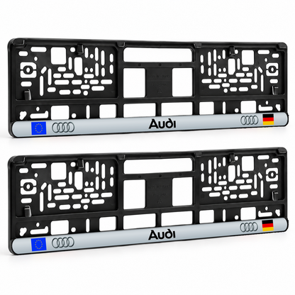 Set 2 bucati, suport numar inmatriculare personalizat Audi, HLX-3