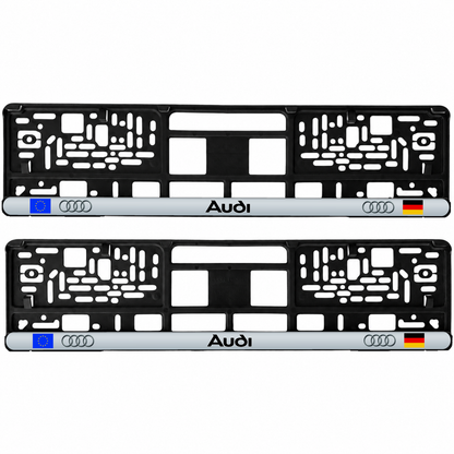 Set 2 bucati, suport numar inmatriculare personalizat Audi, HLX-3