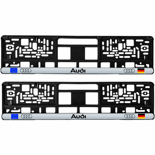 Set 2 bucati, suport numar inmatriculare personalizat Audi, HLX-3