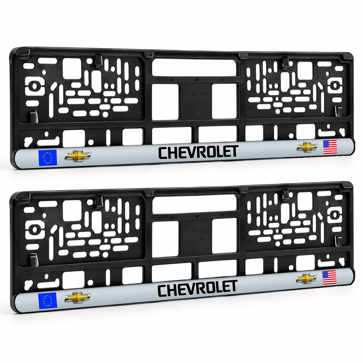 Set 2 bucati, suport numar inmatriculare personalizat Chevrolet, HLX-3