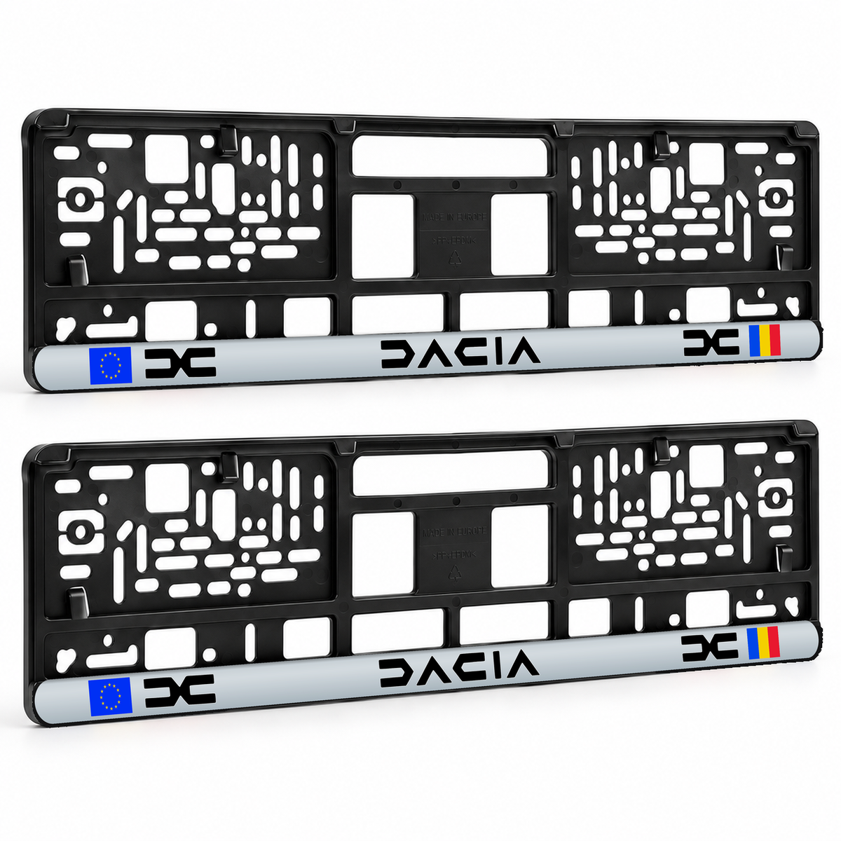 Set 2 bucati, suport numar inmatriculare personalizat Dacia Nou, HLX-3