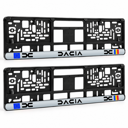 Set 2 bucati, suport numar inmatriculare personalizat Dacia Nou, HLX-3
