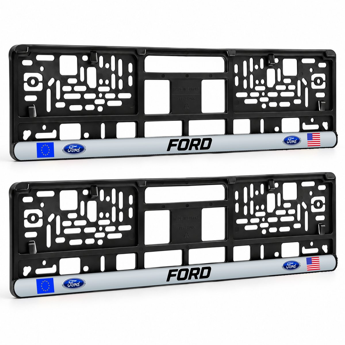 Set 2 bucati, suport numar inmatriculare personalizat Ford, HLX-3