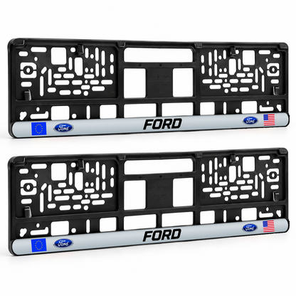 Set 2 bucati, suport numar inmatriculare personalizat Ford, HLX-3