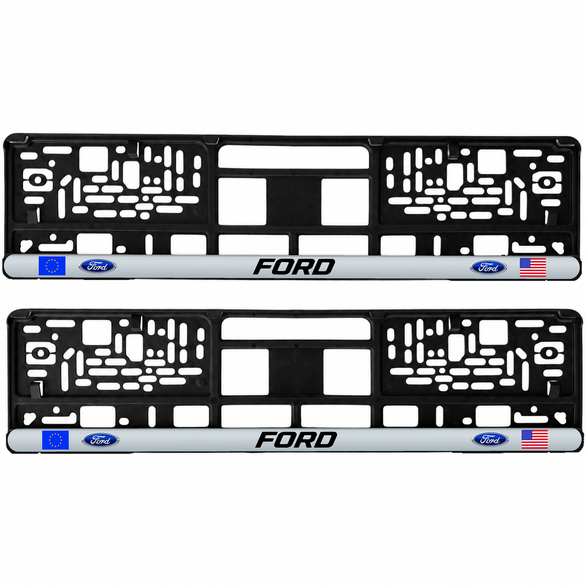 Set 2 bucati, suport numar inmatriculare personalizat Ford, HLX-3