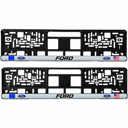 Set 2 bucati, suport numar inmatriculare personalizat Ford, HLX-3