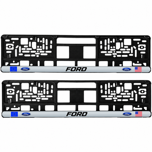 Set 2 bucati, suport numar inmatriculare personalizat Ford, HLX-3