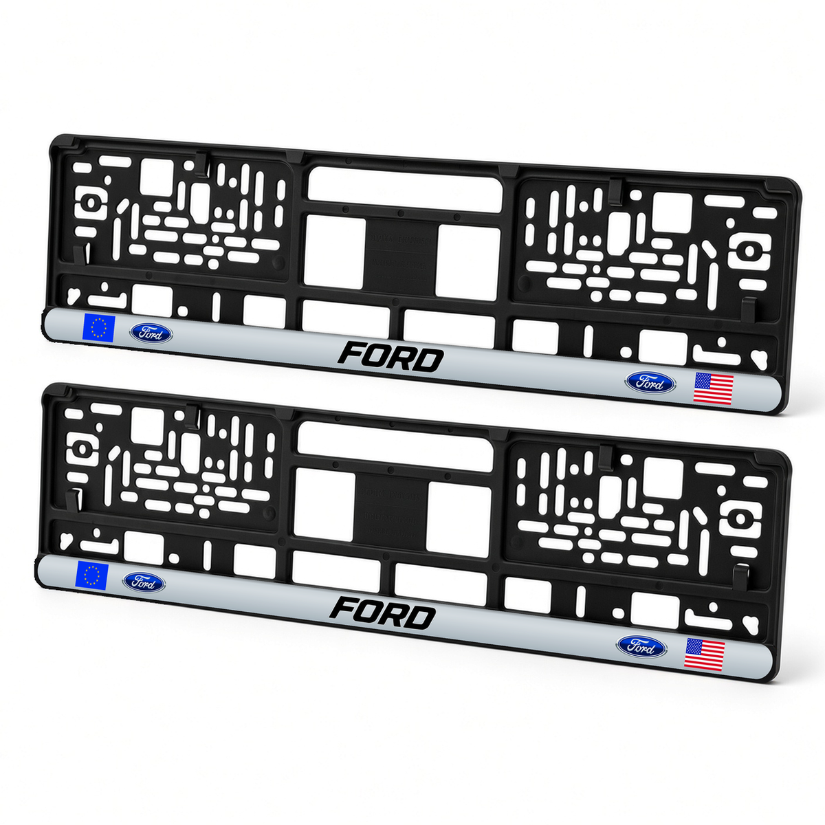 Set 2 bucati, suport numar inmatriculare personalizat Ford, HLX-3