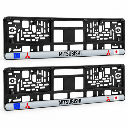 Set 2 bucati, suport numar inmatriculare personalizat Mitsubishi, HLX-3
