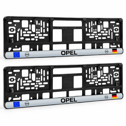 Set 2 bucati, suport numar inmatriculare personalizat Opel, HLX-3