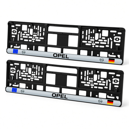 Set 2 bucati, suport numar inmatriculare personalizat Opel, HLX-3