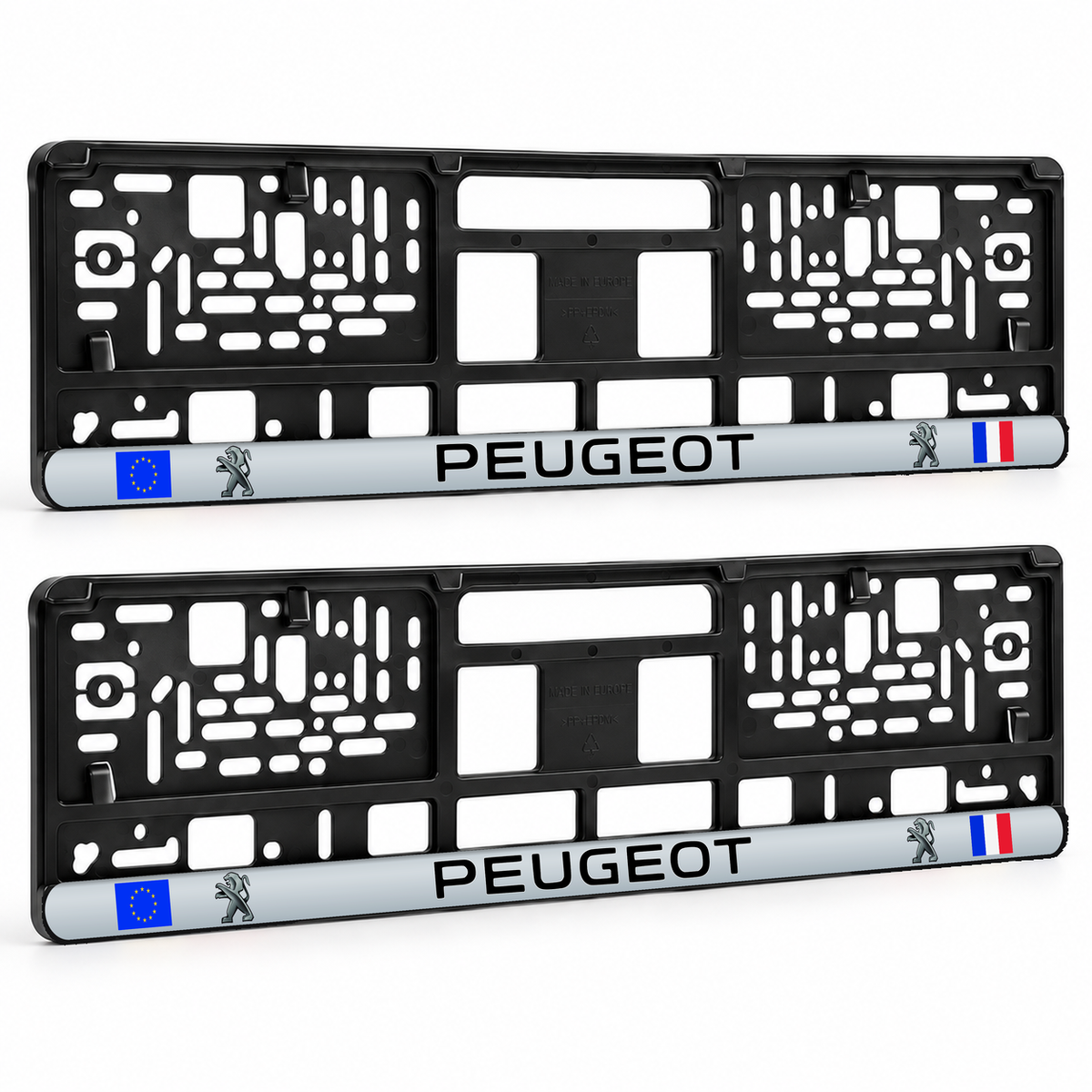 Set 2 bucati, suport numar inmatriculare personalizat Peugeot, HLX-3