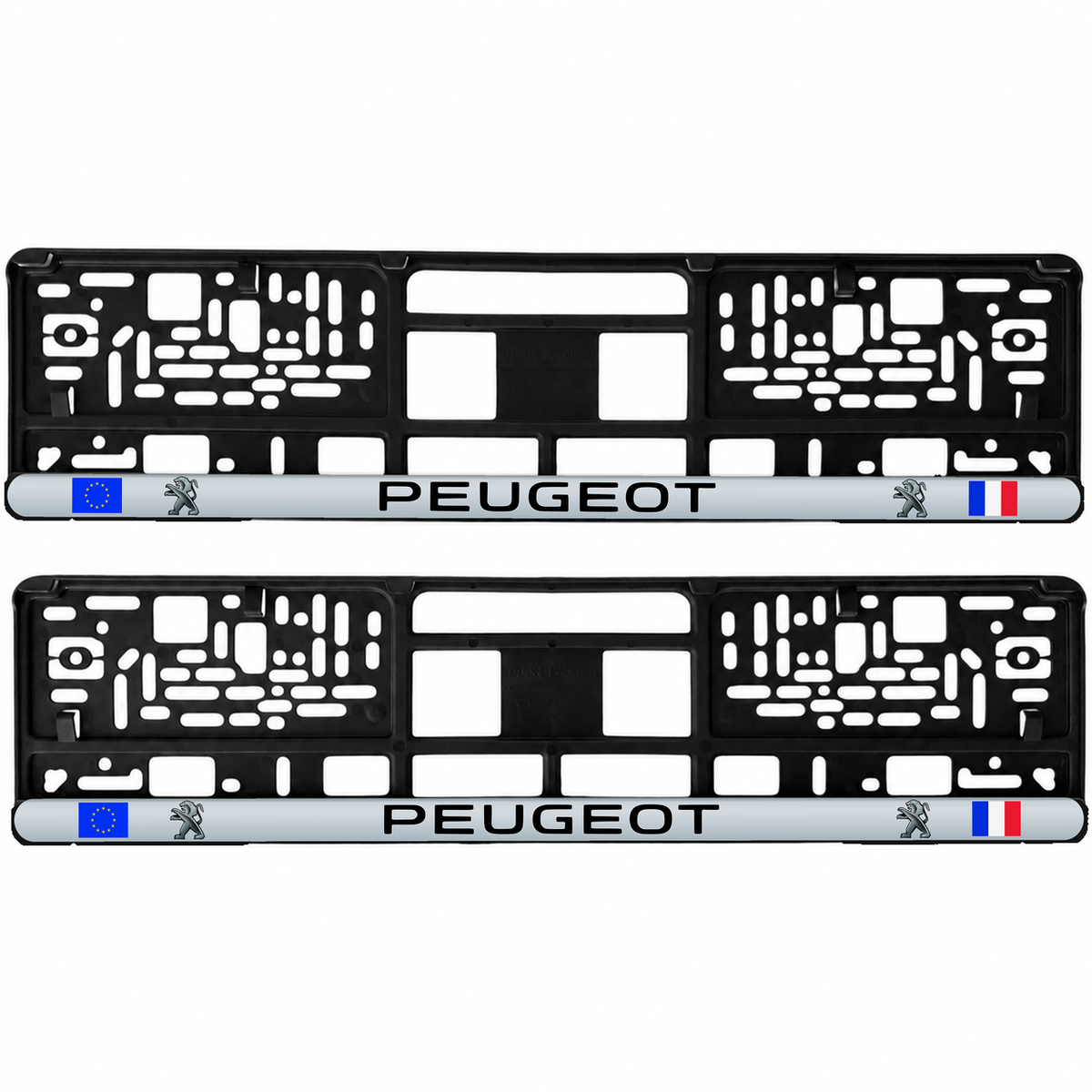 Set 2 bucati, suport numar inmatriculare personalizat Peugeot, HLX-3
