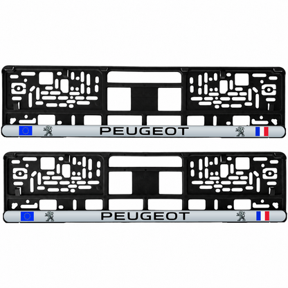 Set 2 bucati, suport numar inmatriculare personalizat Peugeot, HLX-3