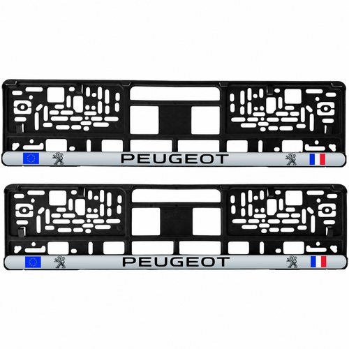 Set 2 bucati, suport numar inmatriculare personalizat Peugeot, HLX-3